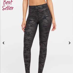 SPANX faux leather camo leggings. Size Large - like new condition